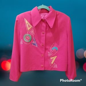 Vintage Hot Pink Cropped Blazer
